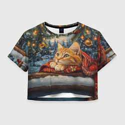 Женский топ Рыжий новогодний кот