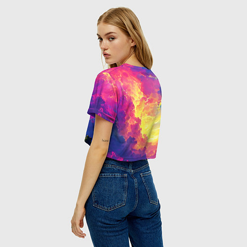 Женский топ Розовые облака на синем небе / 3D-принт – фото 4