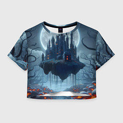Женский топ Замок Дракулы и неоновые грибы - нейроарт фантазия