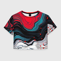 Футболка 3D укороченная женская Абстракция эбру, цвет: 3D-принт