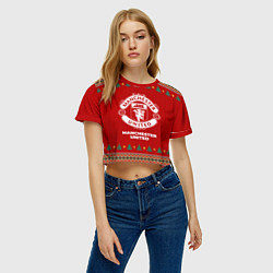Футболка 3D укороченная женская Manchester United new year, цвет: 3D-принт — фото 2