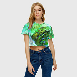 Футболка 3D укороченная женская Зелёная абстракция, цвет: 3D-принт — фото 2