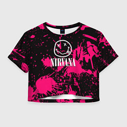 Футболка 3D укороченная женская Nirvana pink color, цвет: 3D-принт