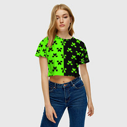 Футболка 3D укороченная женская Майкрафт стиль текстура, цвет: 3D-принт — фото 2