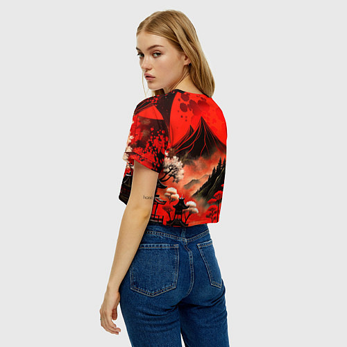 Женский топ Япония природа в красном цвете / 3D-принт – фото 4