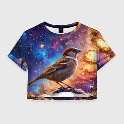Женский топ Воробей в космосе