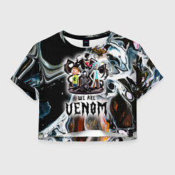 Футболка 3D укороченная женская Морти и Рик под властью ядовитой слизи - коллаба, цвет: 3D-принт