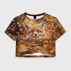 Женский топ Лисица спит в осенних листьях