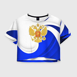 Женский топ Герб России - белый и синий