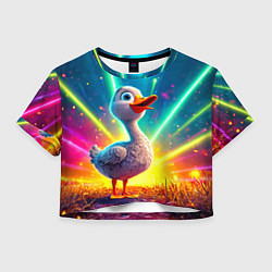 Футболка 3D укороченная женская Веселая уточка, цвет: 3D-принт