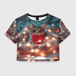 Женский топ Кошка с сердцем