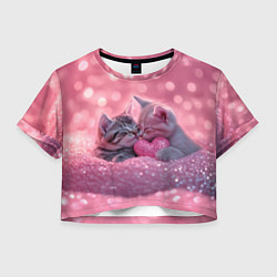 Женский топ Влюбленные котята в розовых блестках