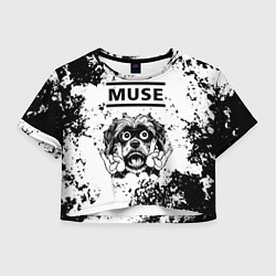 Футболка 3D укороченная женская Muse - рок пес, цвет: 3D-принт