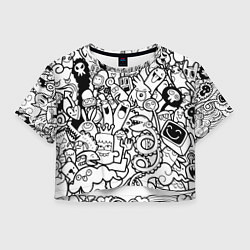 Футболка 3D укороченная женская Каляки маляки, цвет: 3D-принт
