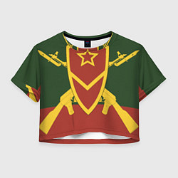 Футболка 3D укороченная женская Мотострелковые войска: герб со щитом, цвет: 3D-принт