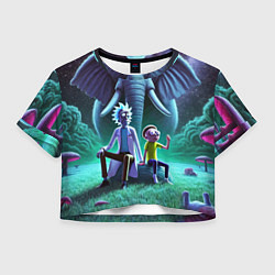 Женский топ Рик и Морти - портрет на фоне слона