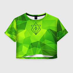 Футболка 3D укороченная женская In Flames green poly, цвет: 3D-принт