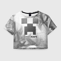 Футболка 3D укороченная женская Minecraft - white gradient, цвет: 3D-принт