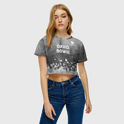 Футболка 3D укороченная женская David Bowie - grey gradient посередине, цвет: 3D-принт — фото 2