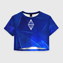 Футболка 3D укороченная женская The Sims blue poly, цвет: 3D-принт