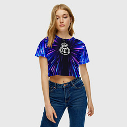 Футболка 3D укороченная женская Real Madrid neon energy, цвет: 3D-принт — фото 2
