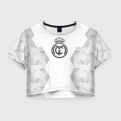 Футболка 3D укороченная женская Real Madrid white poly, цвет: 3D-принт