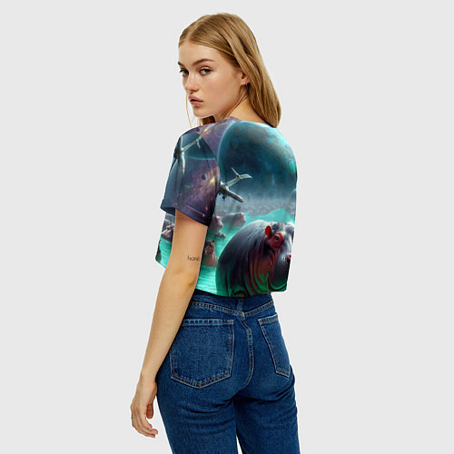 Женский топ Рик и Морти сидят на бегемоте - нейроарт фантазия / 3D-принт – фото 4