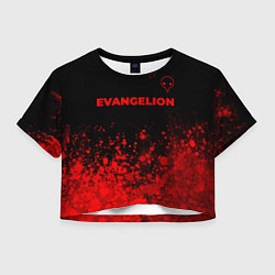 Футболка 3D укороченная женская Evangelion - red gradient посередине, цвет: 3D-принт