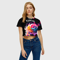 Футболка 3D укороченная женская Все дуреют с этого десерта, цвет: 3D-принт — фото 2