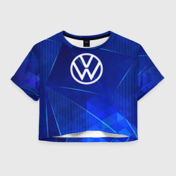 Футболка 3D укороченная женская Volkswagen blue poly, цвет: 3D-принт