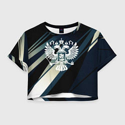 Женский топ Герб России Двуглавый орёл чёрно-синий