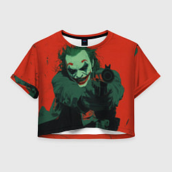 Футболка 3D укороченная женская Джокер с револьвером, цвет: 3D-принт