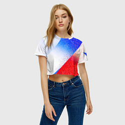 Футболка 3D укороченная женская Цвета флага России абстрактный, цвет: 3D-принт — фото 2
