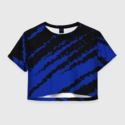 Футболка 3D укороченная женская The color is black and blue, цвет: 3D-принт