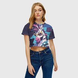 Футболка 3D укороченная женская Модная зебра, цвет: 3D-принт — фото 2