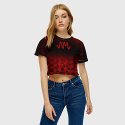 Футболка 3D укороченная женская Arctic Monkeys red poly, цвет: 3D-принт — фото 2