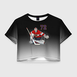Футболка 3D укороченная женская Sergey Bobrovsky is goalkeeper of the Florida Pant, цвет: 3D-принт