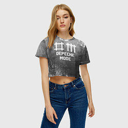 Футболка 3D укороченная женская Depeche Mode - grey gradient, цвет: 3D-принт — фото 2
