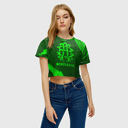 Футболка 3D укороченная женская Nickelback - green gradient, цвет: 3D-принт — фото 2