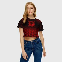 Футболка 3D укороченная женская One Piece red poly, цвет: 3D-принт — фото 2
