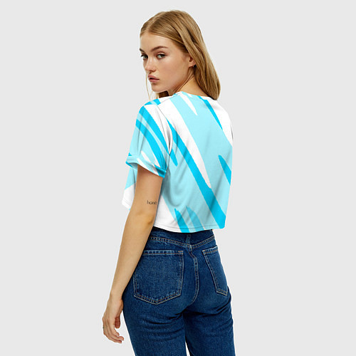 Женский топ Белый с голубым абстракция / 3D-принт – фото 4