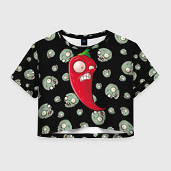 Футболка 3D укороченная женская Перчик из игры растения против зомби, цвет: 3D-принт