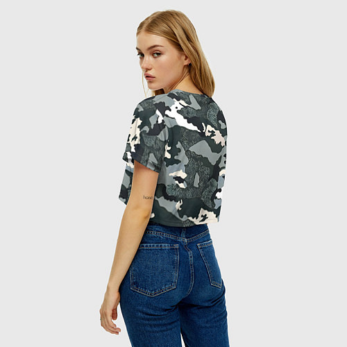 Женский топ Темно зеленый камуфляж / 3D-принт – фото 4