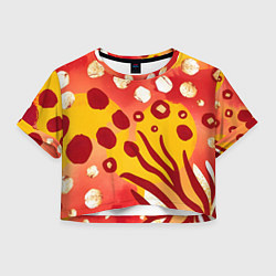 Футболка 3D укороченная женская Африканский паттерн, цвет: 3D-принт