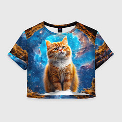 Футболка 3D укороченная женская Манчкин в космосе, цвет: 3D-принт