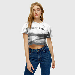 Футболка 3D укороченная женская Nickelback - white gradient посередине, цвет: 3D-принт — фото 2