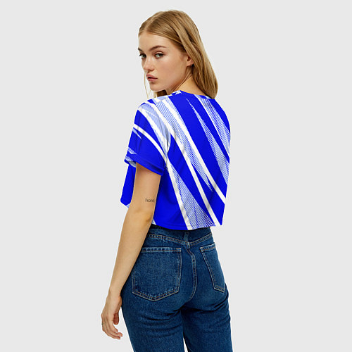 Женский топ Абстрактный синий полосатый / 3D-принт – фото 4