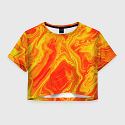 Футболка 3D укороченная женская Огненный жёлто-красный, цвет: 3D-принт