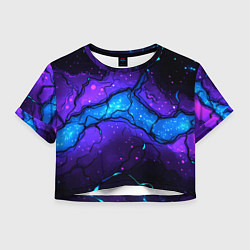 Футболка 3D укороченная женская Синяя звездная полоса в плите текстура, цвет: 3D-принт