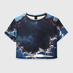 Футболка 3D укороченная женская Объемная дыра в стене текстура, цвет: 3D-принт